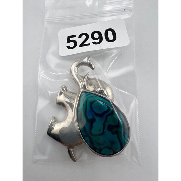 Silver Tone Elephant Brooch Pin Vintage 90s Cute Blue Adorable Estate - Picture 5 of 5